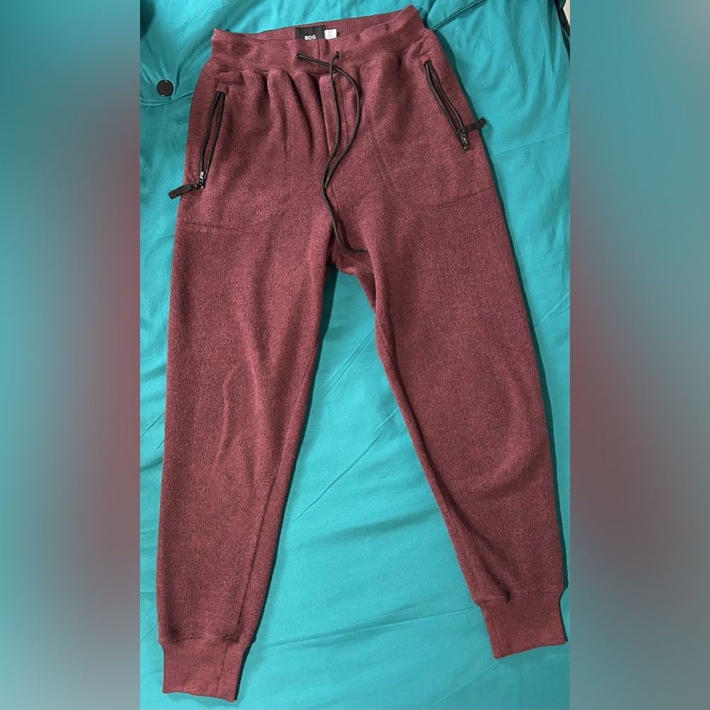 BDG Women's Maroon Jogger Pants with Zip Pockets